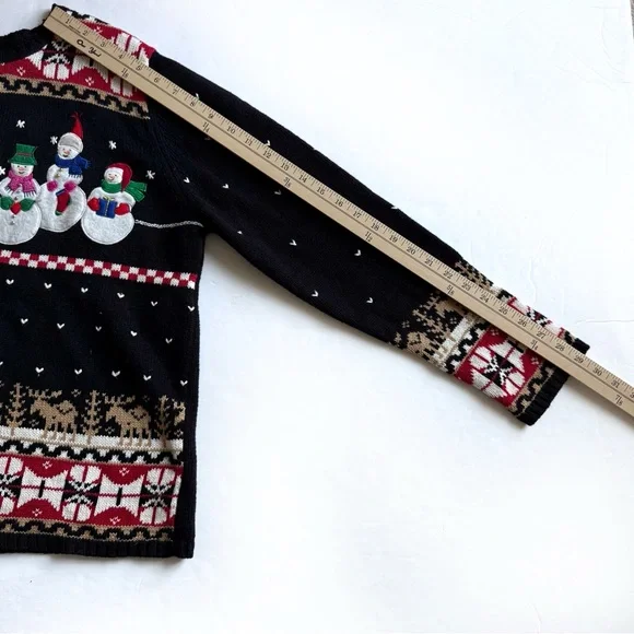 Vintage Embroidered Christmas Cardigan Sweater Womens Large Snowmen Fair Isle - Picture 11 of 12
